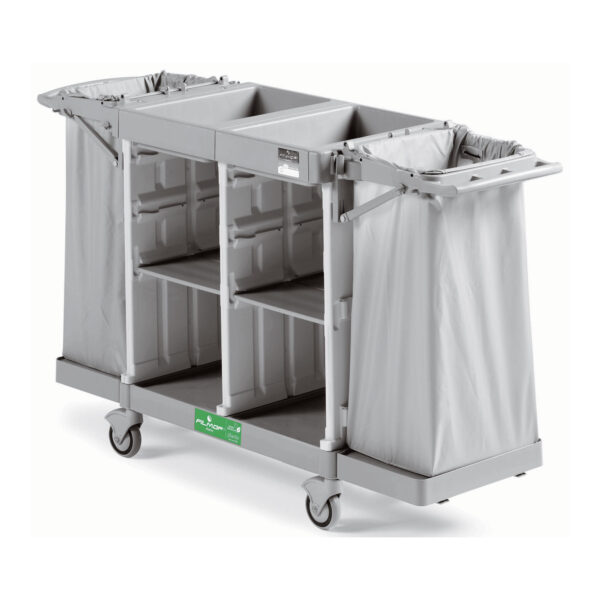 Carrello Portasacco Paderno In Acciaio Verniciato – Cm 58x56x102, Con Copertura E 6 Divisori, Colore Rosso